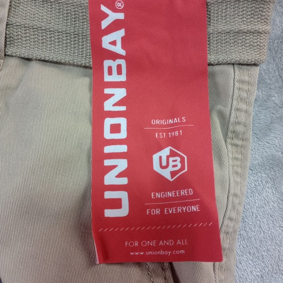Union Bay Cargo‎ Pants B&T Survivor Straight Leg Belted 44 x 30 Beige NEW Cotton - Picture 11 of 16